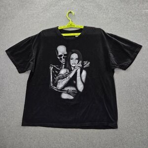 Fearless Men Shirt 2XL Black Graphic Print Skeleton Woman Short Sleeve READ